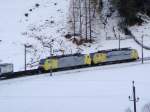 Zwei Dispo- BR 189er sind mit einem Gterzug unterwegs zum Brennerpass bei ST. Jodok am 14.11.2007