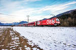 1116 225-4 schiebt den ÖFB-railjet, als railjet 632 von Lienz nach Wien Hbf.