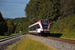 Der nach Graz Hbf fahrende GKB Triebwagen 63.12 passiert gerade die Abzweigung der Sulmtalbahn.