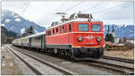 1110.505 steht mit Sondererlebniszug 14291 (Admont-Wien-Miselbach) im Bahnhof Admont.  17.03.2018
