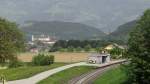 Granitztal: Eingebettet in das Obst- und Mostparadies Kärntens liegt die Haltestelle Granitztal. Im Hintergrund: Stift St. Paul (06.05.2015)