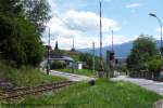 Bahnbergang Tschiggfreystrae in Allerheiligen, nchstens wird hier saniert, die (Holz-)Schwellen liegen schon bereit.