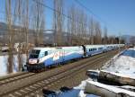 Die 1116 251 war am 04. Feber 2015 mit dem  Ski Austria -Railjet Rj 537 von Wien Hauptbahnhof nach Villach unterwegs, und wurde von mir in Waltenbach bei Niklasdorf fotografiert.