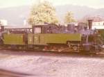 Lok Nr.4, genannt  Castle Caerenion  oder Wlderblitz am 12.05.1979 im Bw der Bregenzerwaldbahn   in Bregenz - Vorkloster aus dem mit 2095.07 nach Bregenz vorbeifahrenden Zug fotografiert.