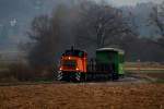 Wie zu Zeiten des Betriebes der  Frst-Lichtenstein´schen  Waldbahn reisten die  Freunde der Sulmtalbahn  und das Lokpersonal der Stainzer Lokalbahn am Nachmittag des 30.November 2013 durchs Stainztal. Der Ehemalige Waldbahnwagen am Zugschluss kam erst im heurigen Sommer wieder aus dem Krntner Gurktal zurck in seine Heimat. Den Freunden der Gurktalbahn ist es zu verdanken das das Fahrzeug in solch gutem Zustand erhalten blieb.