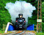 Die Mh.6 mit dem Dampfzug taucht aus dem Tunnel auf kurz nach Schwarzenbach a/d Pielach. Das Bild ist von meines Sohn: Márk Németh.
13.06.2021.