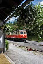 Ein Motiv aus der Zeit des Planbetriebes der 1099er bot sich am 26.6.2023 im Bahnhof Mitterbach.