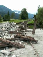 Hochwasserschden beim Hp Habachtal: So wurden die Gleise vom Hochwasser hinterlassen