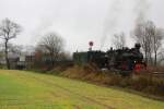 Nebelig Trübes Wetter verfolgte den Fotogüterzug leider den ganzen Tag . Aber das Erlebnis allein 2 Dampfrösser in Action zu erleben war die mühen Wert. 

Danke an dieser Stelle an alle beteiligten  
29.11.2014