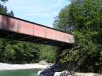 ehemalige Bregenzerwaldbahn, bei km 21,3 : Das ist ein Bild der Blechtrgerbrcke bei der Mndung der Subersache in die Bregenzerache.