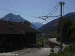 Trenner in Telfes, in der Ausfahrt richtung Fulpmes gelegen, im Hintergrunde der Elfer und der Stubaier Gletscher (v.l.).