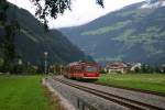 Triebwagenzug der ZB kurz vor Zell am Ziller; 6.7.09