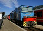 Lok D16 der Zillertalbahn beim Halt in Jenbach.