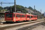 VT6 + B4 34 + VT4 der Zillertaler Verkehrsbetriebe AG mit R 139 Jenbach-Mayrhofen auf Jenbach Zillertalbahn am 2-8-2013.