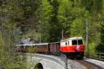 Zwischen Gösing und Annaberg liegt der große Klausgrabentunnel mit dem daran anschließenden Klausgrabenviadukt. Dort entstand am 11. Mai 2019 sogar wieder ein richtiges Sonnenbild des von der E14 der NÖVOG geführten Sonderzuges, nachdem die vorangegangen Stunden leider bewölkten Himmel aufwiesen.  