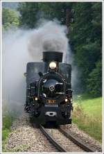 MH 6 der Mariazellerbahn fhrt mit dem Panoramic 760 von Ober Grafendorf nach Mariazell.