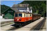 Nach einem kurzem Aufenthalt im Bahnhof Laubenbachmhle, fhrt 1099 001 mit dem R 6811 weiter bergwrts Richtung Mariazell.