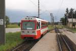 Der ehemalige BB, nunmehrige NVOG 5090 011 fhrt am 25.August 2012 als R6828 von Laubenbachmhle nach St. Plten aus dem Bf. Klangen aus.