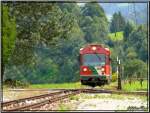 Triebwagengarnitur mit VT 35 und VS 42 der Steirischen Murtalbahn kurz vor dem Bahnhof Frojach.
18.08.2007