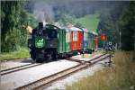 Dampflok BH 1 der STLB  fhrt mit einem Dampfbummelzug von Murau nach Tamsweg. 
Stadl an der Mur 14.07.2009