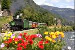 Dampflok BH 1 der STLB  fhrt mit einem Dampfbummelzug von Murau nach Tamsweg. 
Predlitz-Turrach 14.07.2009