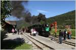 Eisenbahnromantik pur, in Stadl an der Mur - STLB BH1 beim Wassernehmen, mit dem Dampfbummelzug von Murau nach Tamsweg. 
10.8.2011