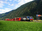 Zillertalbahn D15 mit dem R149 kurz vor der Einfahrt in Mayrhofen. 
Lok wirbt 130 Jahre Achensee Schiffahrt 1887-2017.
Mayrhofen 28.07.2017.