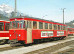 VT2 der Zillertalbahn steht bereit am Bahnhof in Jenbach am 05.03.1985. Der Talbot Triebwagen fuhr kurze Zeit später als Zug 8835 nach Mayrhofen. Scanbild 93817, Kodak VericolorIII.
