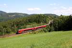 A-ÖBB 73 81 80-90 ???-? Afmpz am 15.August 2019 als erstes Fahrzeug des RJ 534 bei Eichberg.