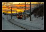 1116 024 zieht den IC 538 von Villach nach Wien Hbf, über der Semmering Südrampe bergwärts.
Spittal am Semmering 6.1.2015