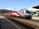 1116 249-4  Ski-WM railjet  durchfährt als RJ-537 den Bahnhof Treibach-Althofen; 170827