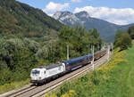 DANI on Tour, die neuen Day and Night-Railjetgarnituren werden gerade am gesamten Streckennetz erprobt, die 193 780 bespannte den Testzug SPROB 95797 auf der Südbahn , und wurde dabei vor der