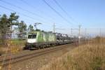 1016.023  Green Point  fährt mit G-48185 zwischen Wr.Neustadt und St.Egyden am 16.11.14