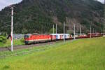 ÖBB 1144 206 rollt mit der Autoschleuse Tauernbahn nach Mallnitz-Obervellach.