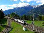 Zwei 193 der SETG fahren am 10.5.2015 mit einem Güterzug in Richtung Mallnitz-Obervellach.