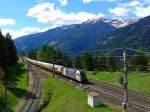 ES 64 U2-024 der Wiener Lokalbahnen Cargo am 10.5.2015 mit dem AKE-Rheingold (Pörtschach am Wörthersee - Dortmund Hbf) bei der Durchfahrt durch den Bahnhof Penk.