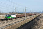 193 764 mit einem Ganzzug am 18.02.2021 auf der NBS im Tullnerfeld zwischen dem Chorherrn Tunnel und dem Bahnhof Tullnerfeld.