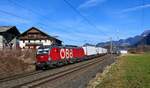 1293 012 mit einer ROLA nach Brennersee Terminal am 02.03.2025 bei Münster-Wiesing.