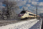 503 013 am ersten Tag der EuroCity Umleiter über Feldkirch/Dornbirn nach Bregenz aufgrund der Bauarbeiten zwischen St. Margrethen und Lauterach. Noch dazu gabs frischen Schnee und dazu perfekte Sonne zum richtigen Zeitpunkt. 6.4.21