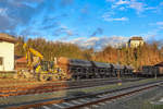 Baustelle in Gleis 2 im Bahnhof Wies EIbiswald.