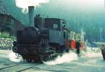 Achenseebahn__Lok 1 mit einem Bw in Maurach.__27-08-1973