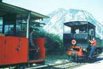 Achenseebahn__Station 'Eben'. Lok 1 setzt sich an die Spitze ihres Zuges zur Weiterfahrt in der Ebene zum Seespitz.__11-08-1973