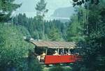 Achenseebahn__Zug bei der Bergfahrt. Nahe der Bahntrasse verläuft die Acheneestraße.__17-08-1973