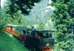 Achenseebahn__Lok 1 mit zwei Vorstellwagen auf Bergfahrt.__15-08-1973