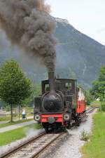 Achenseebahn Dampfzug erreicht die Endbahnhof bei Seespitze 17.06.2011