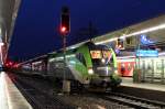 RJ 630 von Villach Hauptbahnhof (Vb) nach Wien Matzleinsdorferplatz Autoverladerampe (Mat) mit 1116 141 und 1116 245 sowie Ganitur 45 in Wien Meidling (Mi); am 04.02.2013