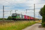 ELL/WLC 193 224 mit Containerzug in Dedensen Gümmer, Juli 2024.