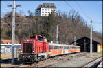 GKB DH 1100.1 im Bahnhof Wies Eibiswald am 5. Februar 2024 mit dem fast Vollständigen V10 Fuhrpark der GKB . 