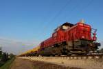 GKB DH1700.1 92 81 20 217 00-7 MAK G1700BB mit einem Kübelwagenzug an der 1,7 Kilometer langen Baustelle zwischen Frauental Bad Gams und Deutschlandsberg am 1.Mai 2014 