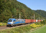 An einem Abend im August 2024 hatte die 1216 922 einen LTE-Containerzug vom Terminal Graz Süd nach Enns am Haken, und wurde dabei von mir in Pernegg fotografiert.